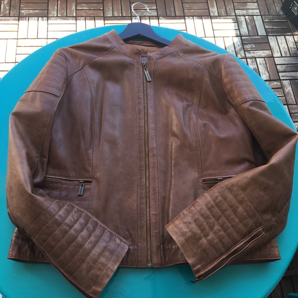 Cortefiel Leather Biker Jacket
